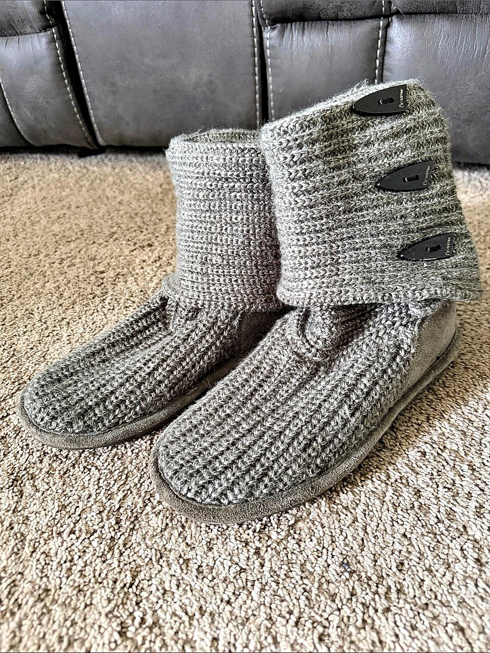 BEARPAW Knit Tall Winter Boots in Gray